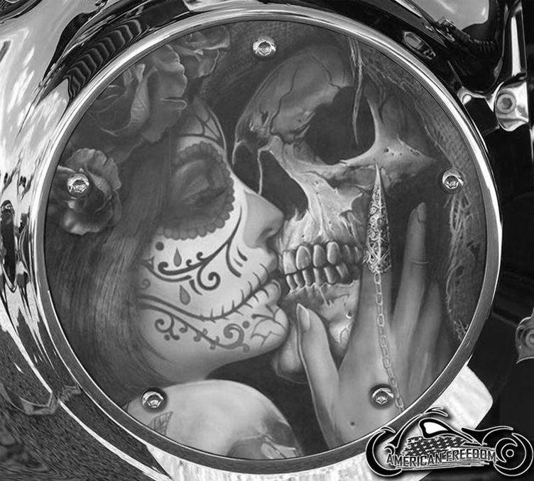 Custom Derby Cover - Death Kiss BW