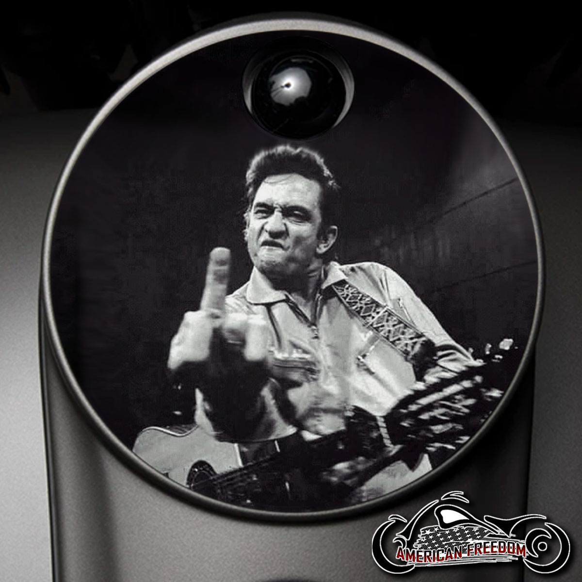 Custom Fuel Door - Johnny Cash Middle Finger Folsom Prison