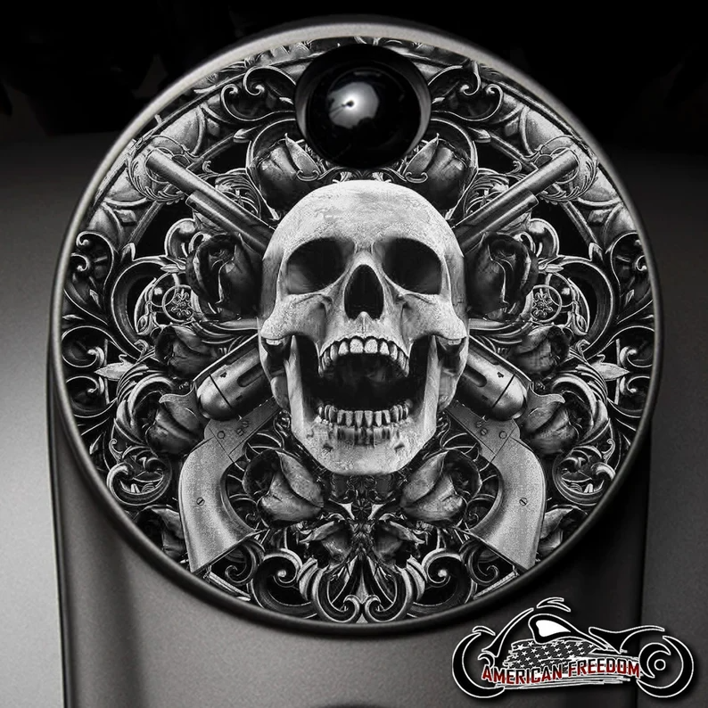 Custom Fuel Door - BW Skull Guns