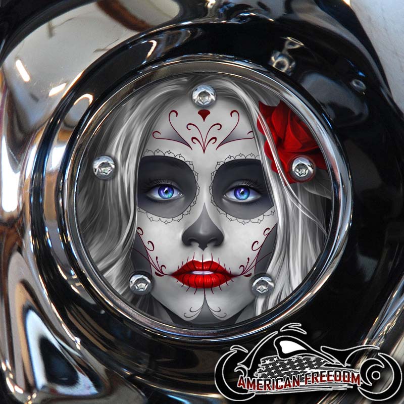 Custom Timing Cover - Sugar Skull Red