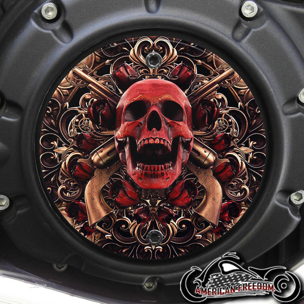 Indian Scout Derby Cover - Red Skull Guns