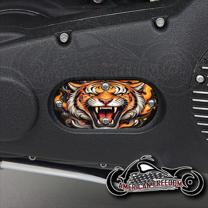 Custom Oval Inspection Cover - Flame Tiger