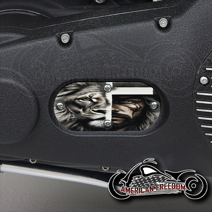 Custom Oval Inspection Cover - Lion and Jesus