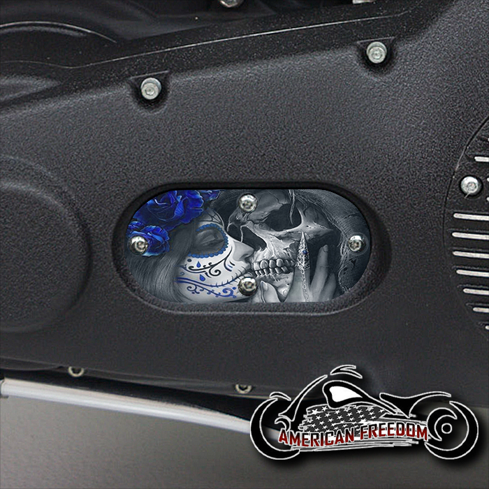 Custom Oval Inspection Cover - Death Kiss Blue
