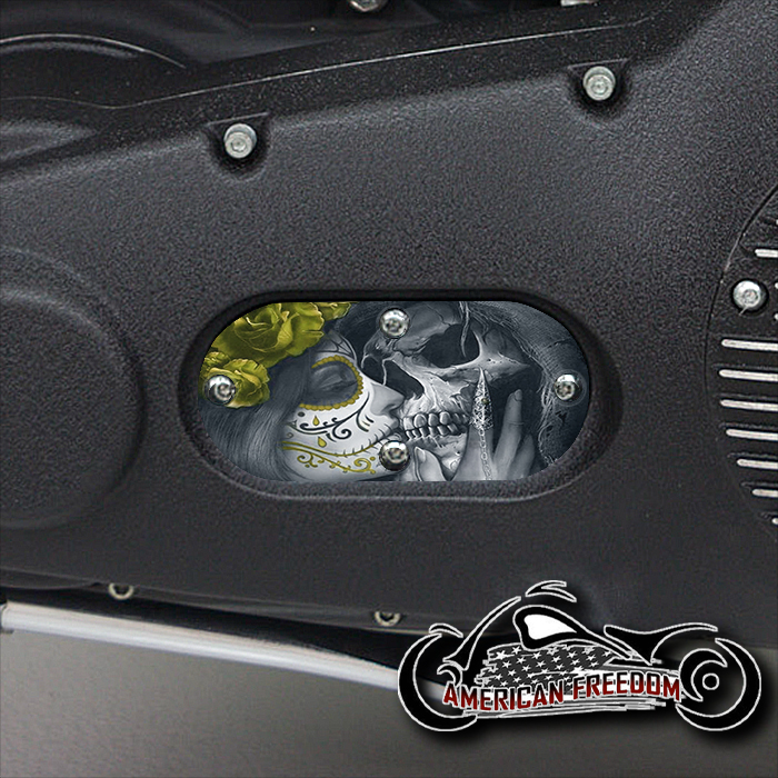 Custom Oval Inspection Cover - Death Kiss Yellow
