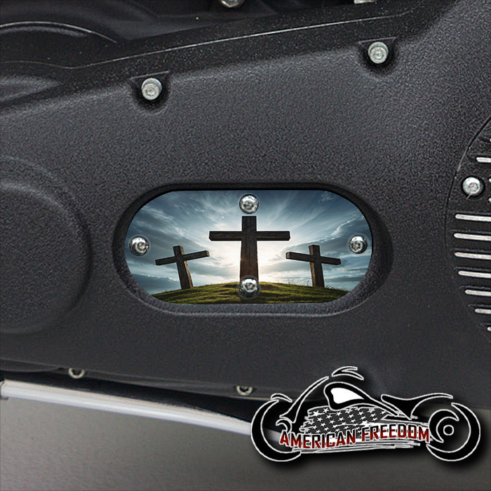 Custom Oval Inspection Cover - Dusk Crosses 2