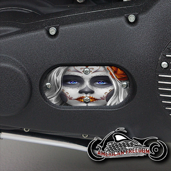 Custom Oval Inspection Cover - Sugar Skull Orange