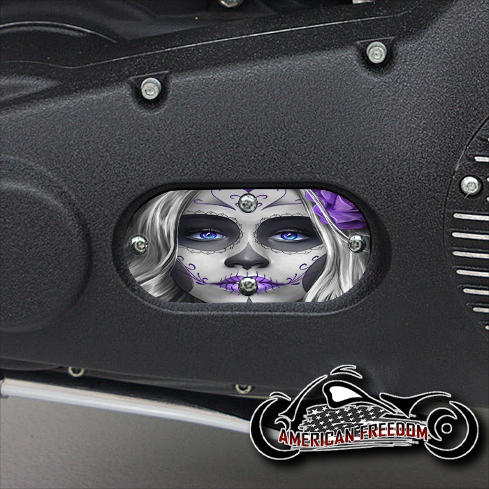 Custom Oval Inspection Cover - Sugar Skull Purple