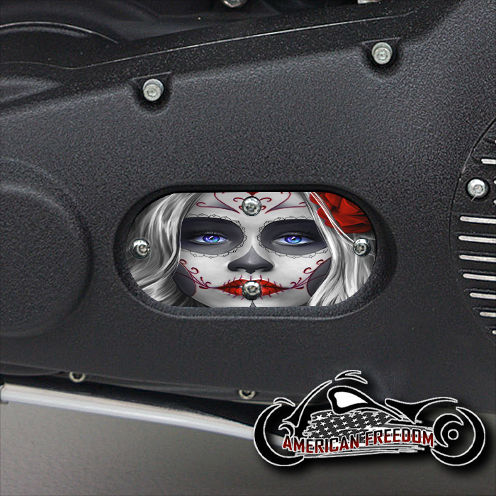 Custom Oval Inspection Cover - Sugar Skull Red