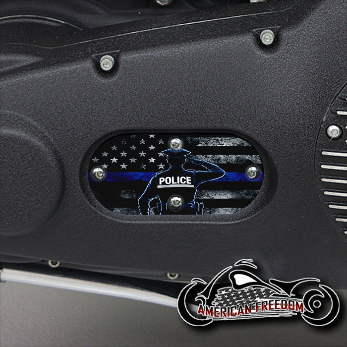 Custom Oval Inspection Cover - Police Salute Flag