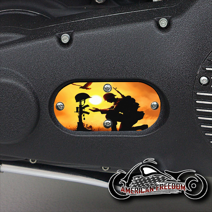 Custom Oval Inspection Cover - Sunset Battlefield Cross