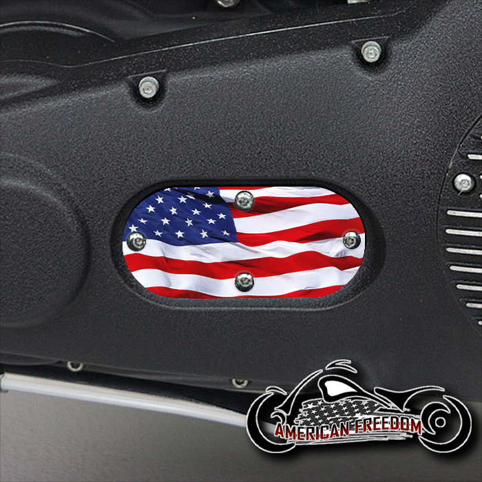 Custom Oval Inspection Cover - Waving Flag