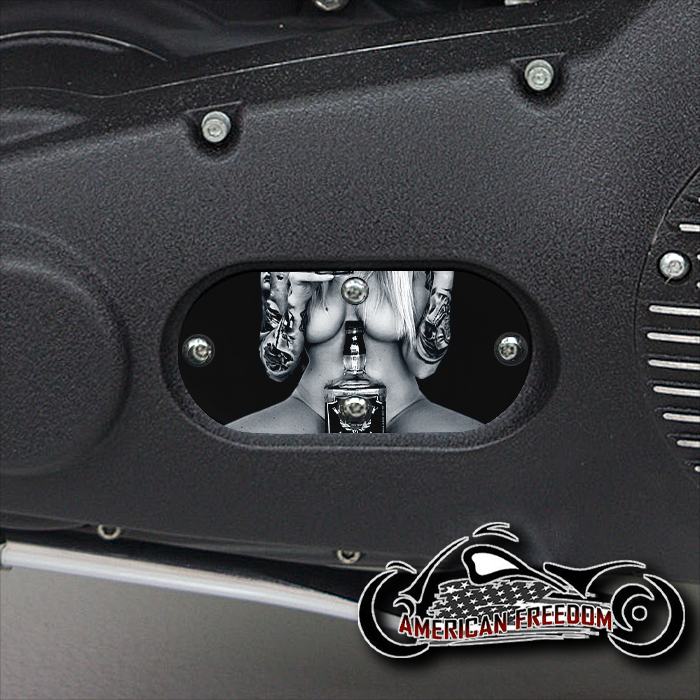 Custom Oval Inspection Cover - Whiskey Pin Up