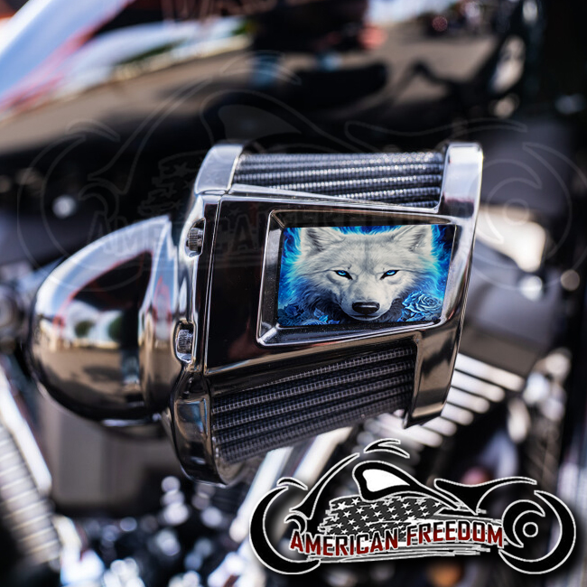 Harley 2019-2024 Heavy Breather Insert - Blue Rose Wolf