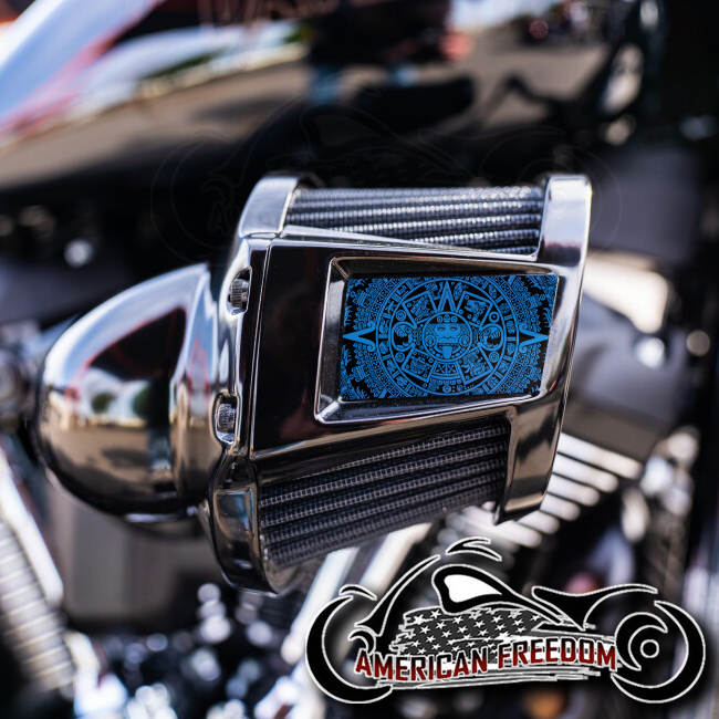 Harley 2019-2024 Heavy Breather Insert - Aztec Calendar Blue