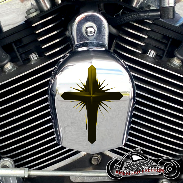 Chrome Harley Davidson Horn Cover - Dark Cross Yellow