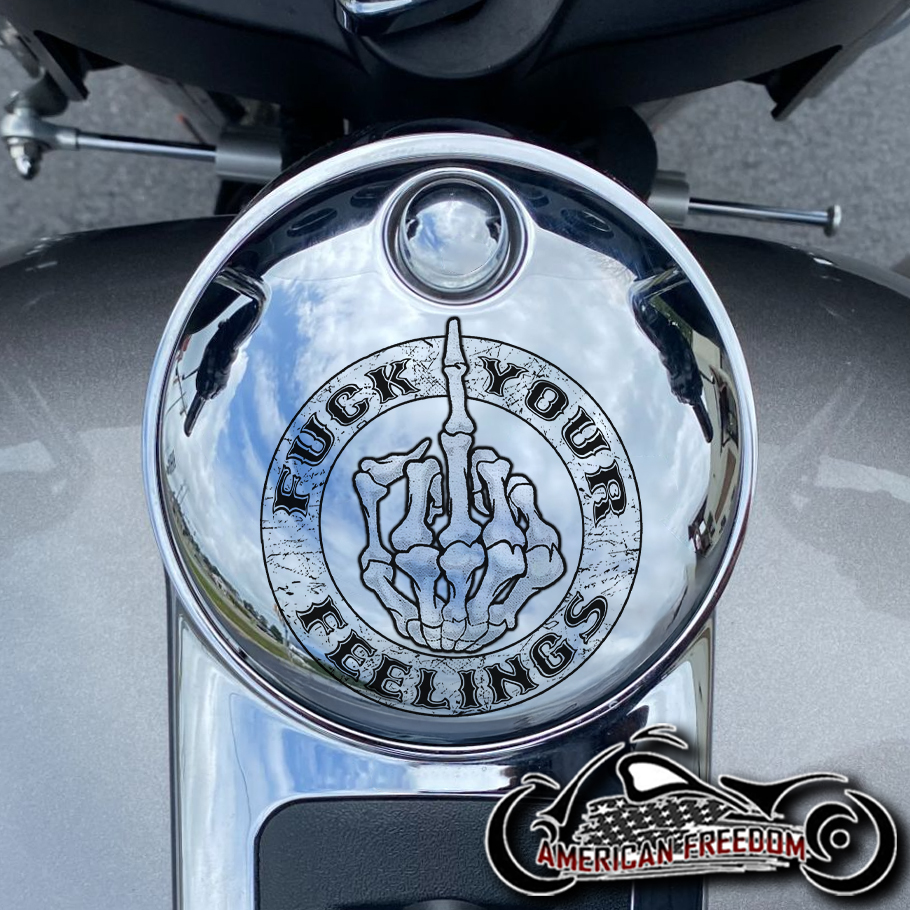 Chrome Harley Davidson Fuel Door - Fuck Your Feelings
