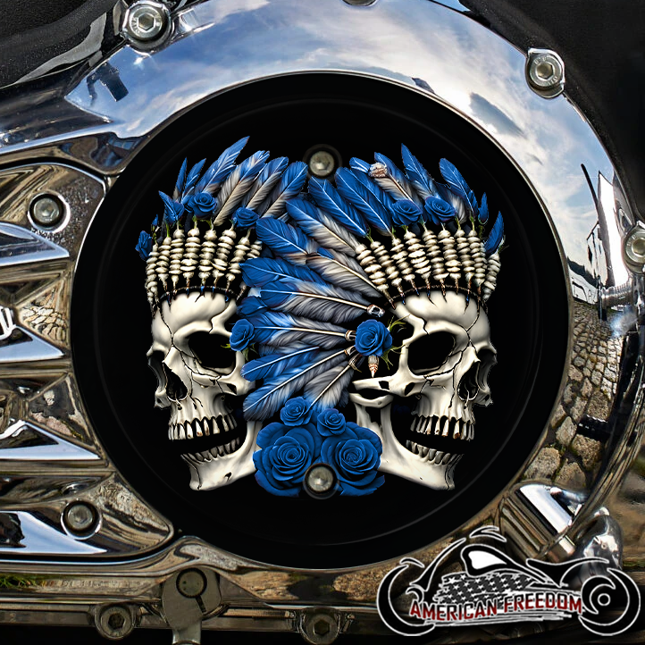 Indian 2014-2020 Thunderstroke Derby - Blue Skulls Roses