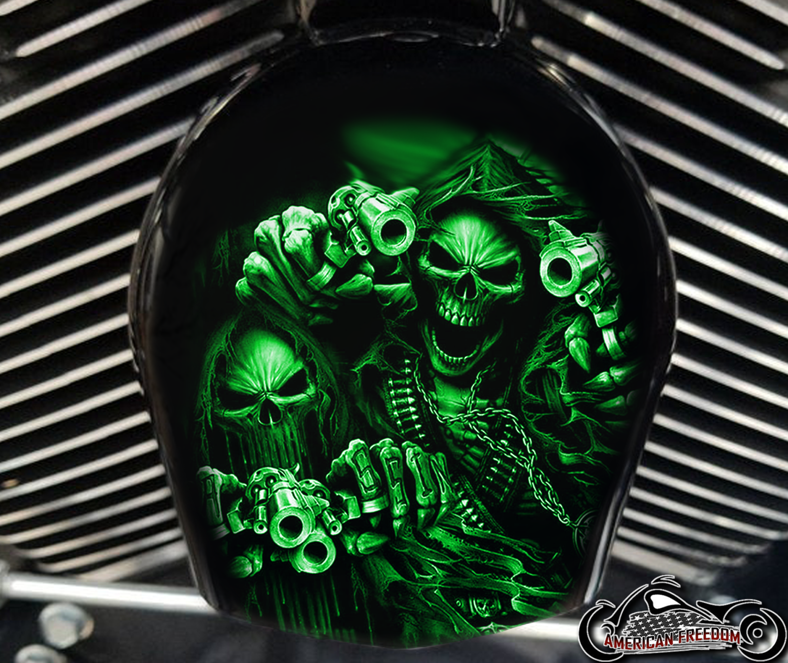 Custom Horn Cover - 2 gun reapers green