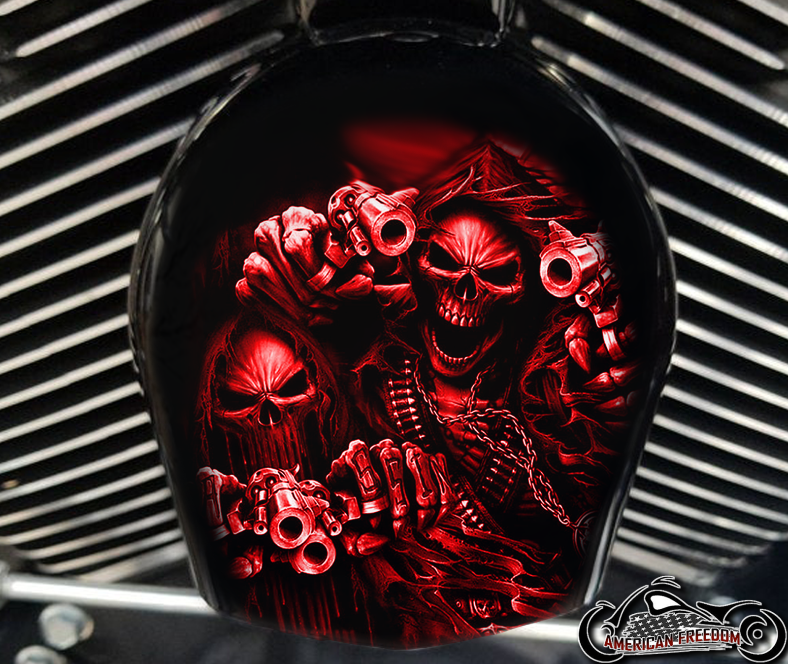 Custom Horn Cover - 2 gun reapers red