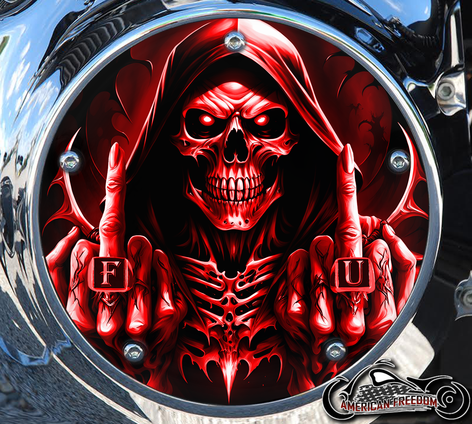 Custom Derby Cover - FU Reaper Red