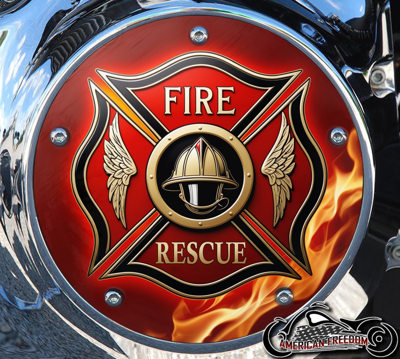 Custom Derby Cover - Fire Rescue Red