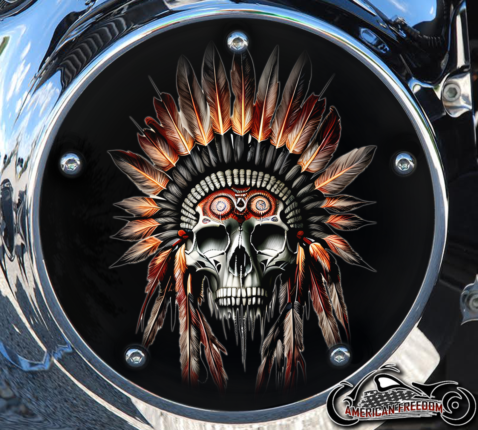 Custom Derby Cover - Chieftain Skull