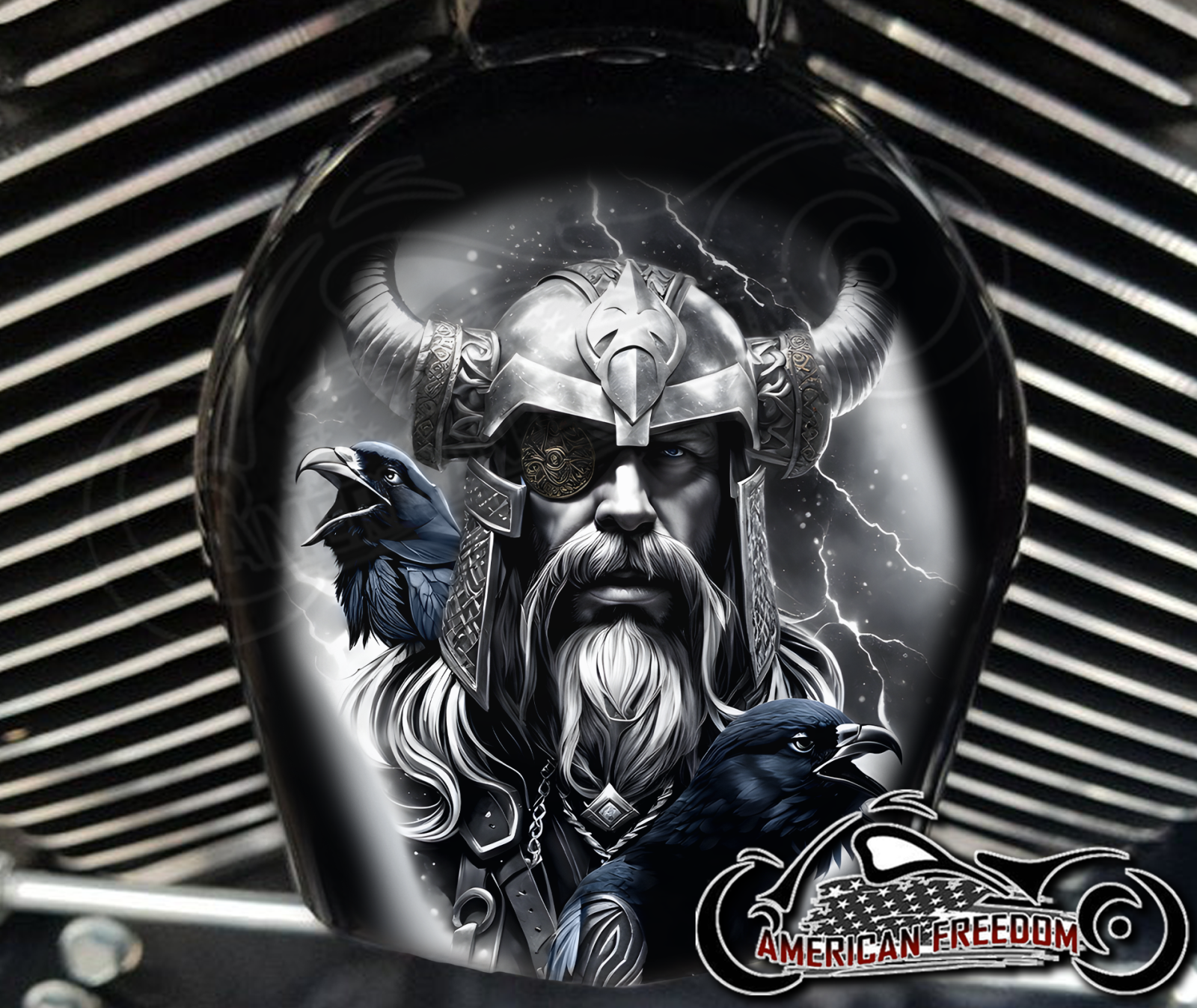 Custom Horn Cover - Odin Huginn Muninn