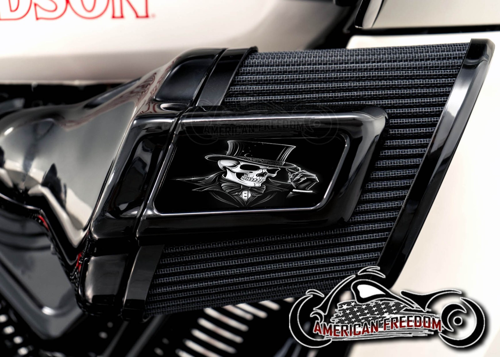Harley 2025+ Heavy Breather Insert - Top Hat Skull BW