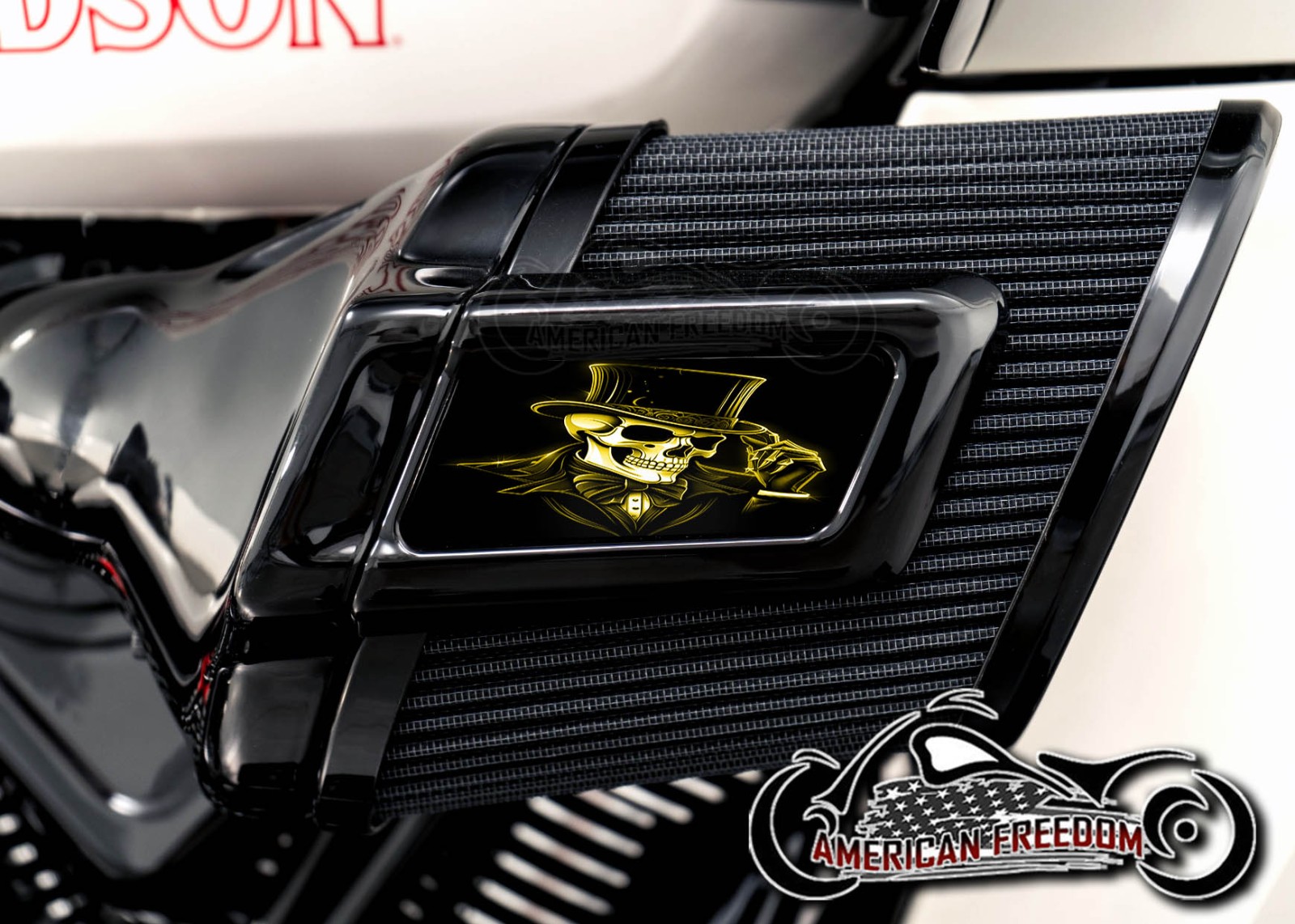 Harley 2025+ Heavy Breather Insert - Top Hat Skull Yellow