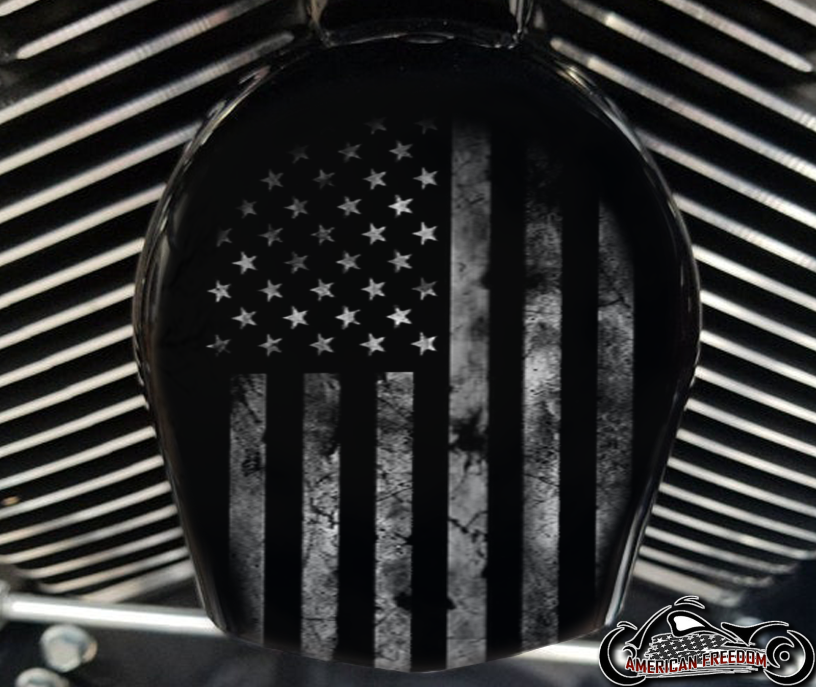 Custom Horn Cover - BW Distressed Flag
