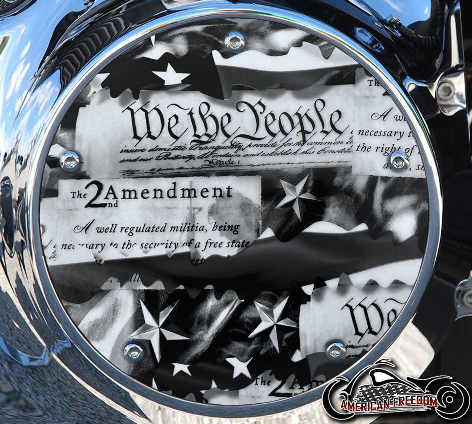 Custom Derby Cover - BW 2nd Amendment Flag