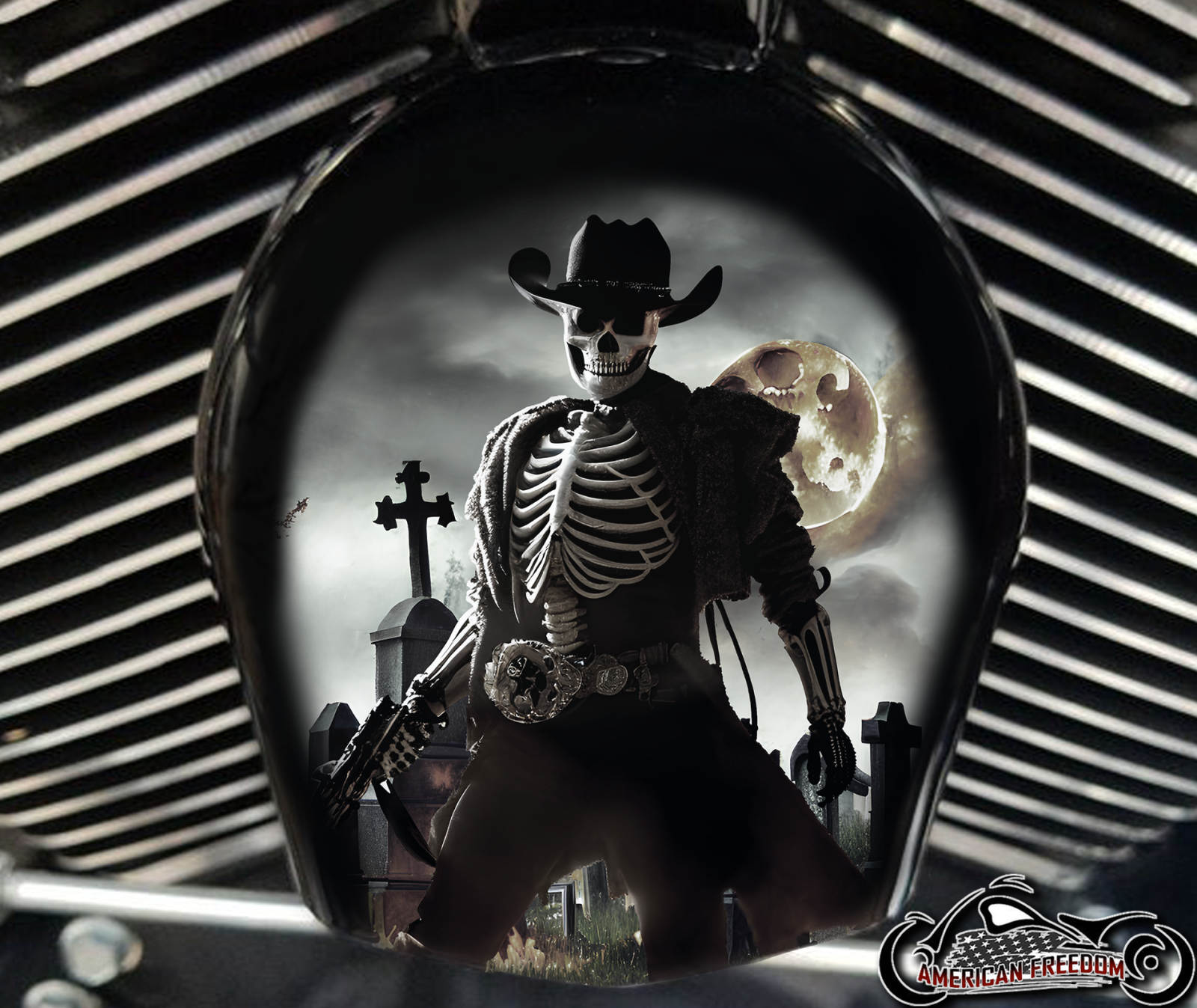 Custom Horn Cover - Graveyard Cowboy