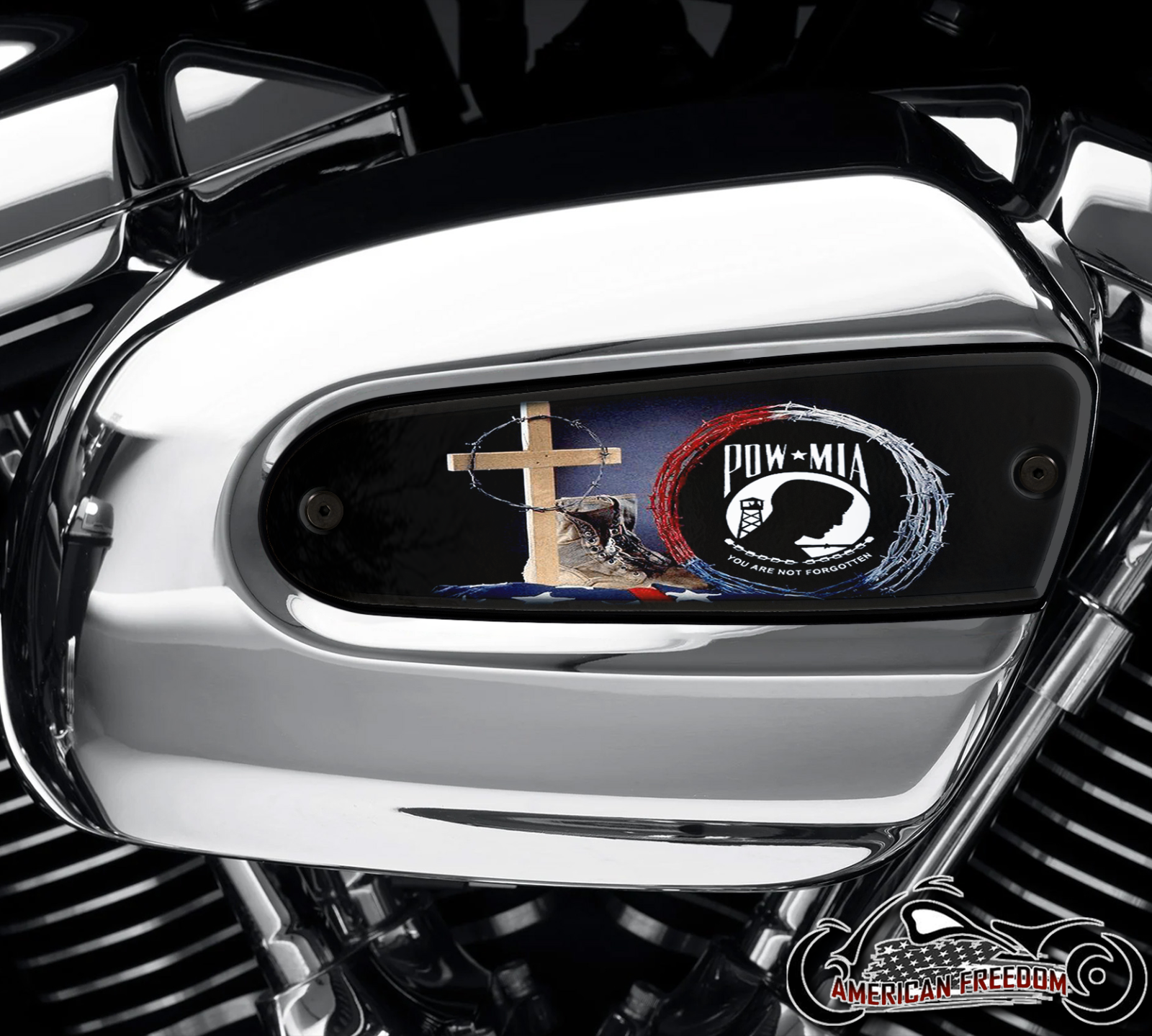 Harley Davidson Wedge Air Cleaner Insert - POW MIA Boots Cross