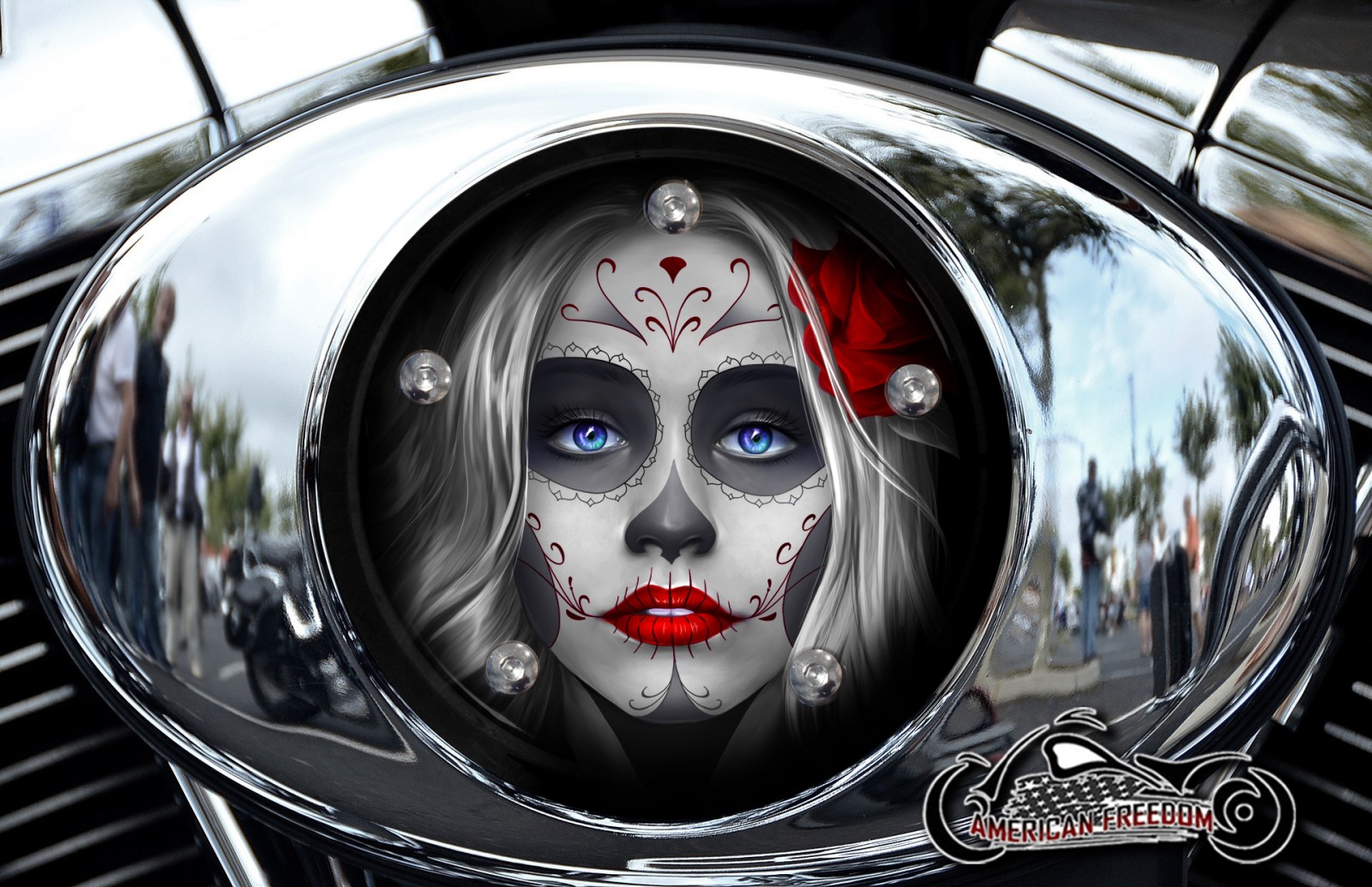 Custom Air Cleaner Cover - Sugar Skull (Red)