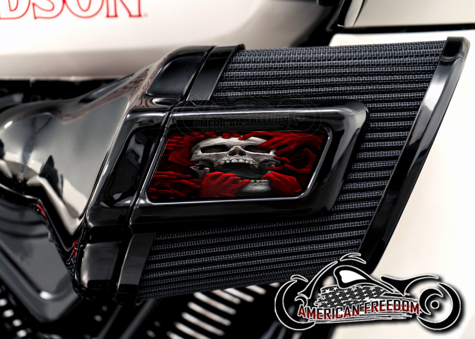 Harley 2025+ Heavy Breather Insert - Torn Apart Skull Red