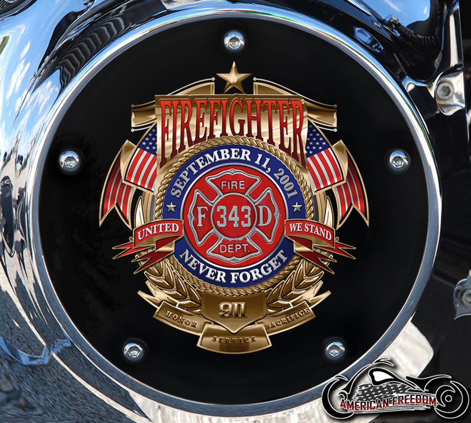 Custom Derby Cover - Firefighter United We Stand