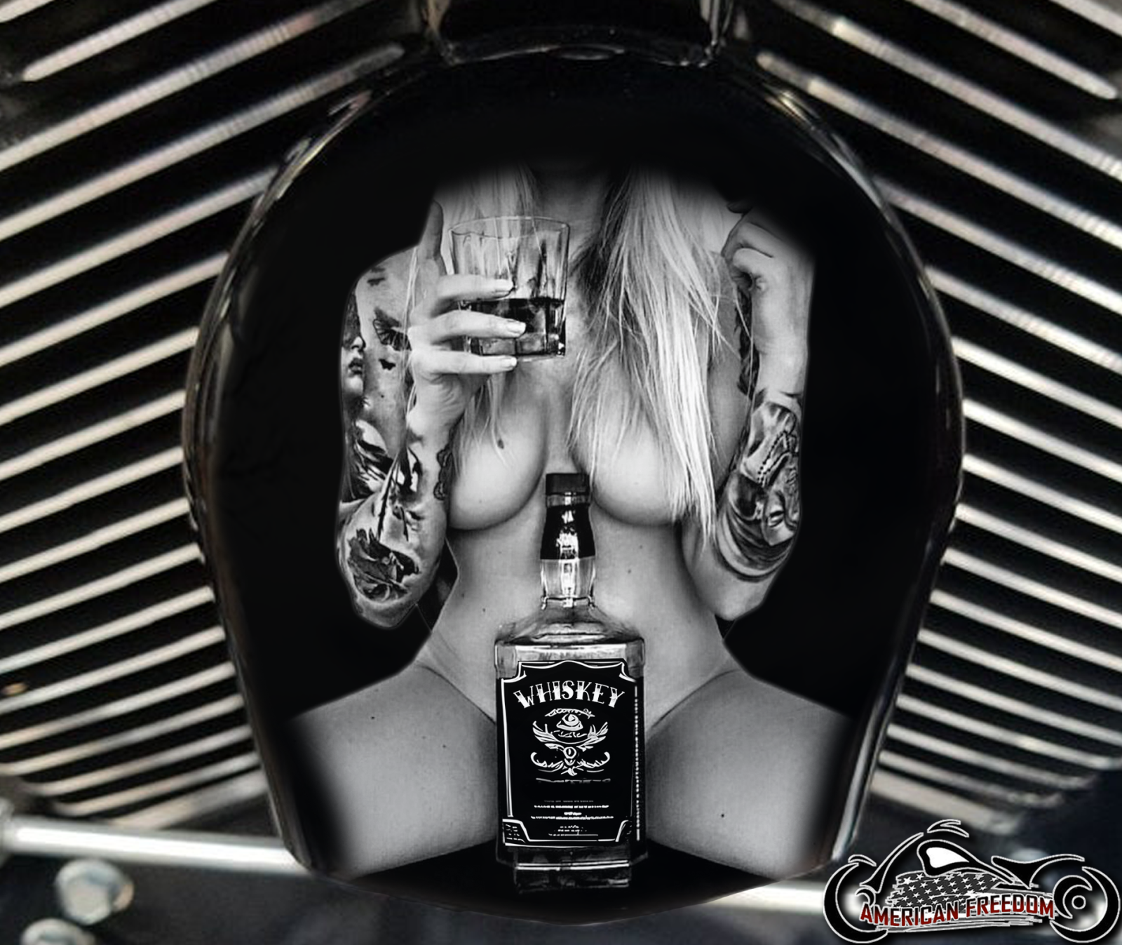 Custom Horn Cover - Whiskey Pin Up