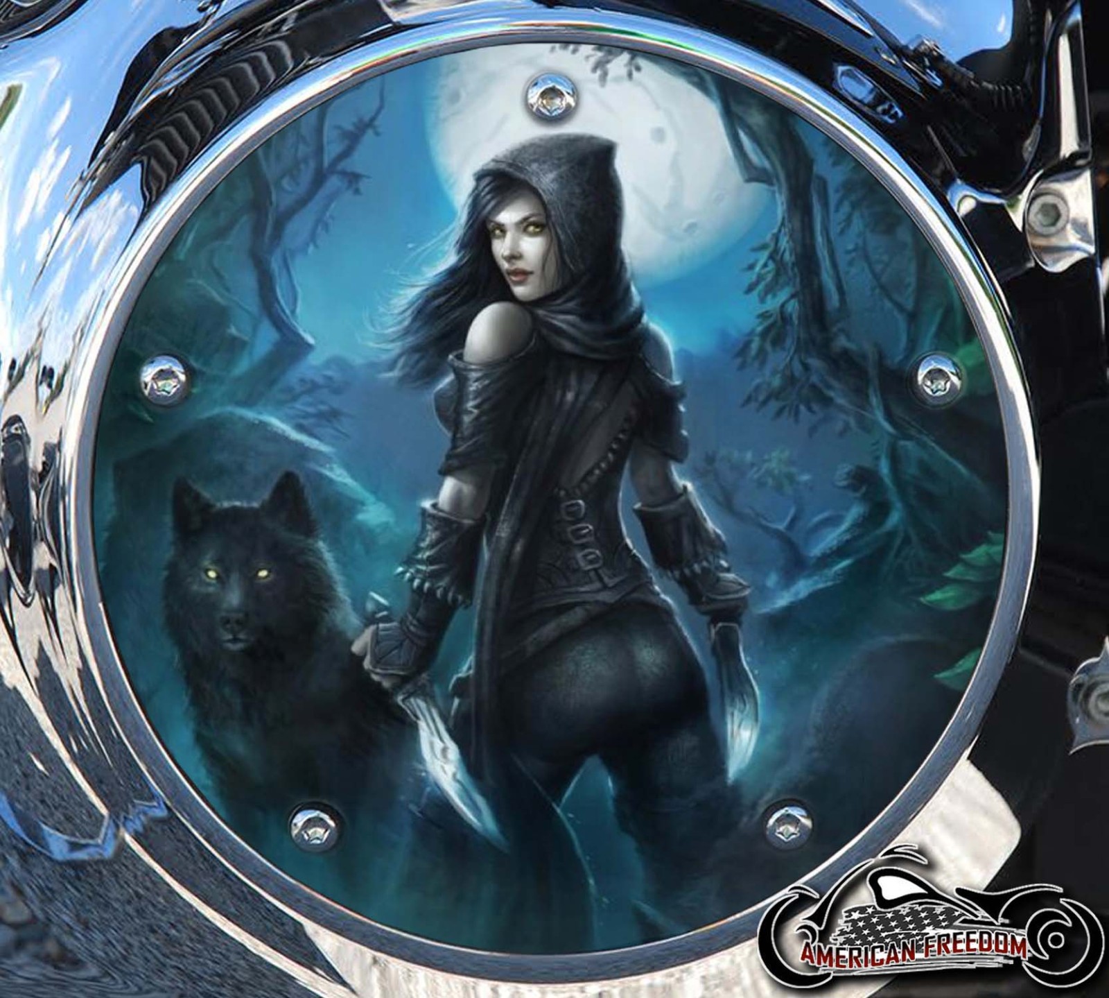 Custom Derby Cover - Wild Wolf Girl