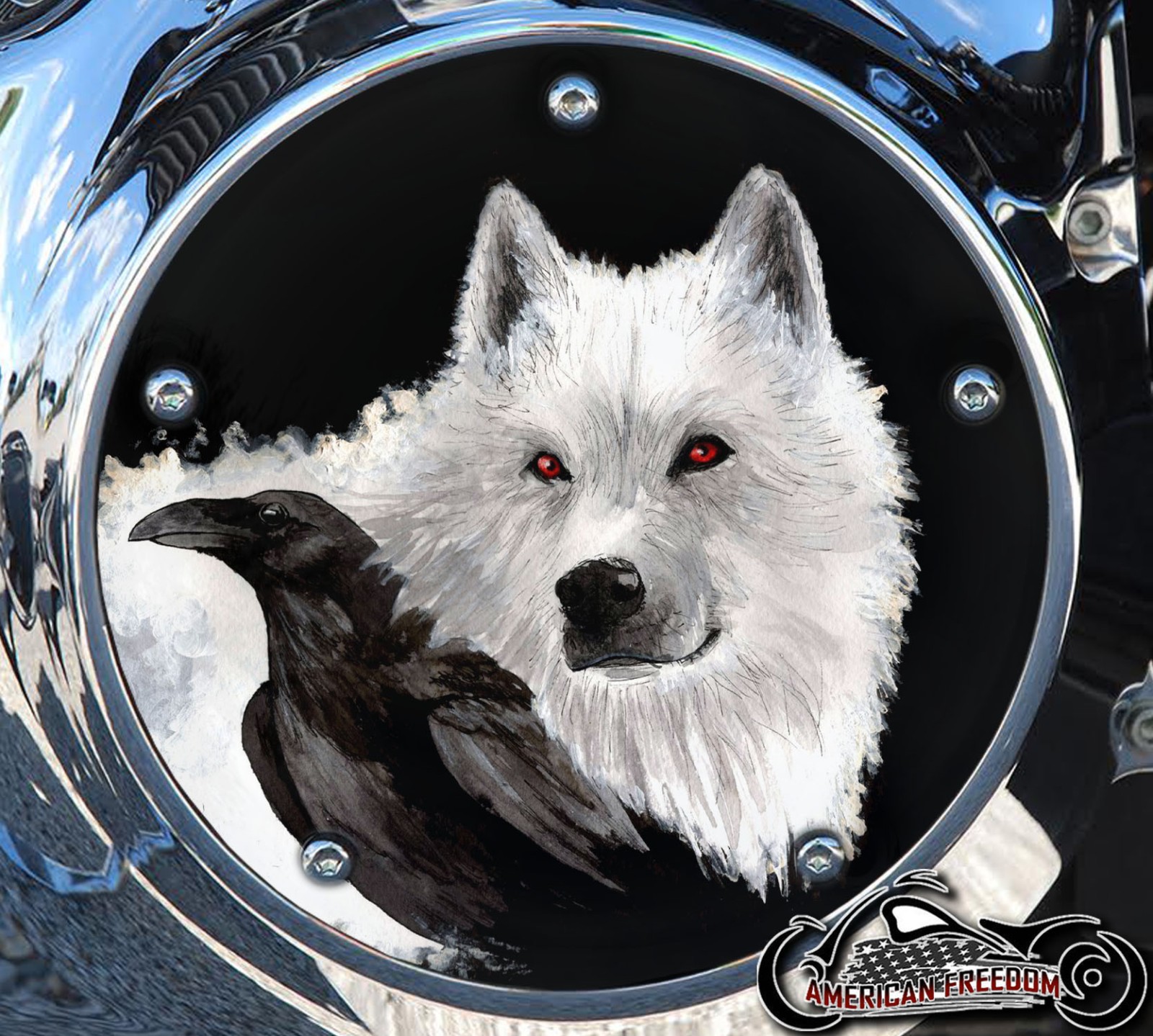 Custom Derby Cover - Wolf and Raven